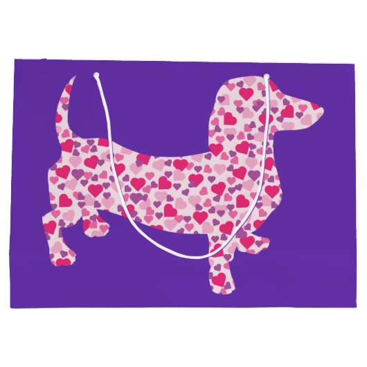 Dackel des rosa Herzens Große Geschenktüte (Rückseite)