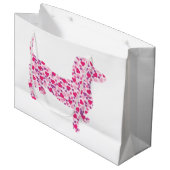 Dackel des rosa Herzens Große Geschenktüte (Vorderseite Schrägansicht)