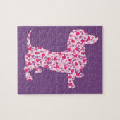 Dackel des rosa Herzens Puzzle (Horizontal)