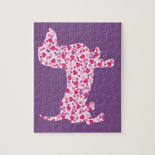 Dackel des rosa Herzens Puzzle (Vertikal)