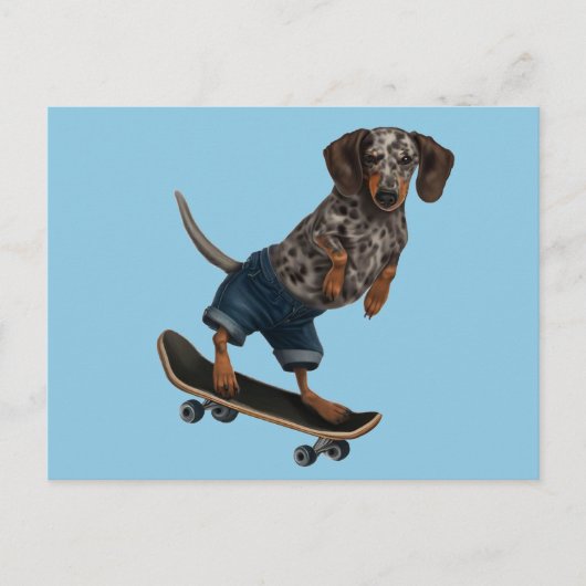 Dackel des Skateboardens Postkarte (Vorderseite)