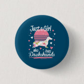 Dackel Design, nur ein Mädchen, das Dackeln Lieben Button (Vorderseite)