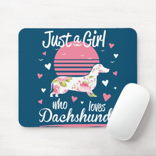 Dackel Design, nur ein Mädchen, das Dackeln Lieben Mousepad (Mit Mouse)