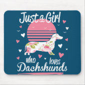 Dackel Design, nur ein Mädchen, das Dackeln Lieben Mousepad (Vorne)