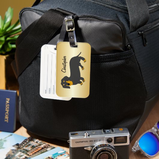 Dackel Design Personalisiert Gepäckanhänger (Vorderseite & Rückseite)