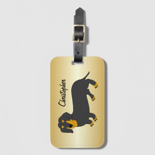 Dackel Design Personalisiert Gepäckanhänger (Vorderseite Vertikal)