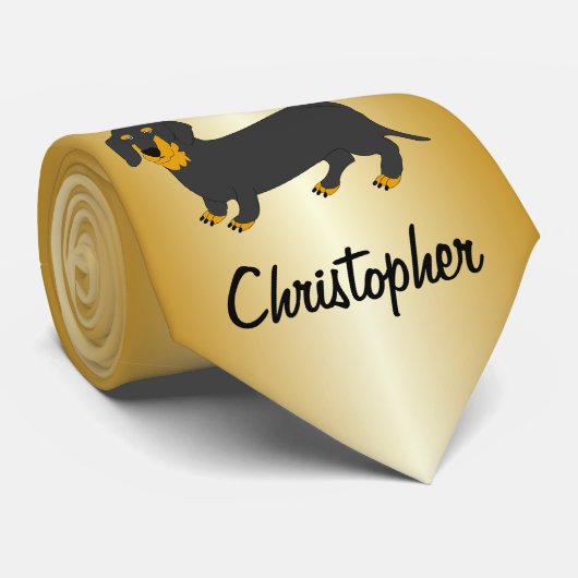 Dackel Design Personalisiert Krawatte (Gerollt)