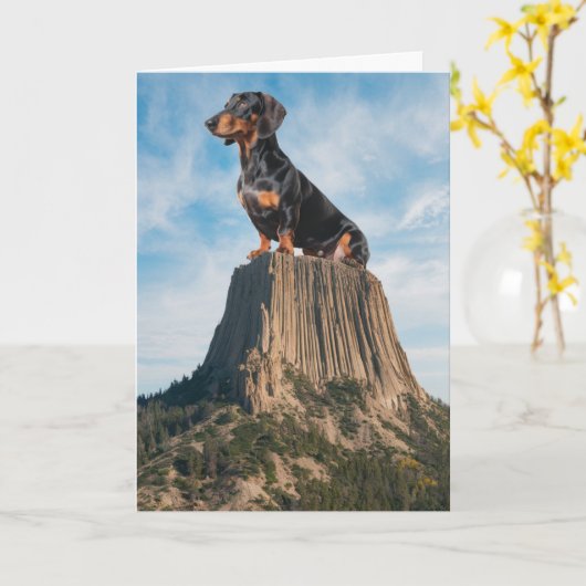 Dackel Devil's Tower Card Karte (Gelbe Blume)