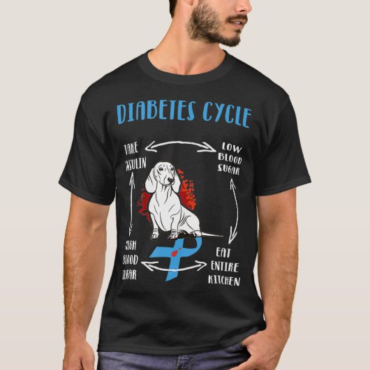Dackel Diabetischer Lebenszyklus Diabetes T-Shirt (Vorderseite)
