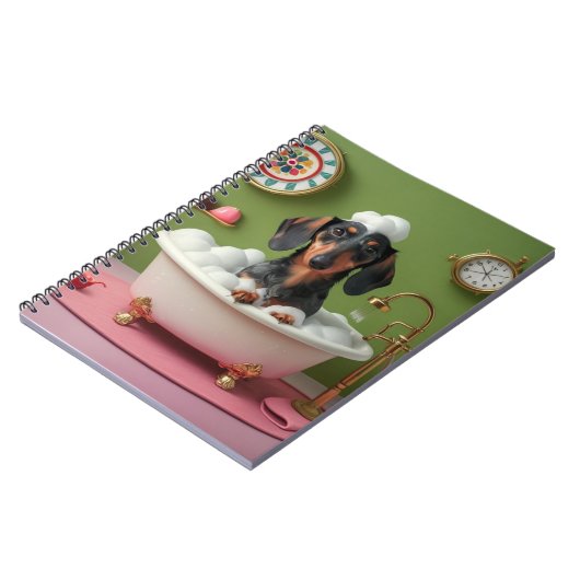 Dackel, die Blase in Tiny Tub bläst Notizblock (Linke Seite)