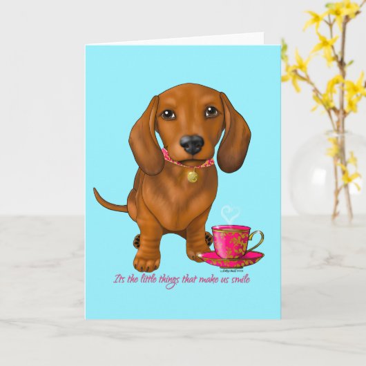 Dackel Die kleinen Dinge.... Karte (Gelbe Blume)