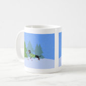 Dackel, die Weihnachtsbaum im Wald schmückt Kaffeetasse (Vorderseite Links)