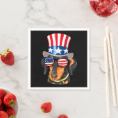 Dackel Dog American Flag Hat Glasses Serviette (Beispiel)