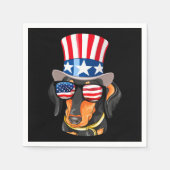Dackel Dog American Flag Hat Glasses Serviette (Vorderseite)