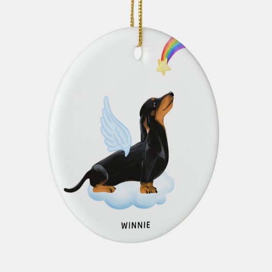 Dackel Dog Angel Personalisiertes Haustier Memoria Keramik Ornament (Rechts)