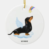 Dackel Dog Angel Personalisiertes Haustier Memoria Keramik Ornament (Vorne)