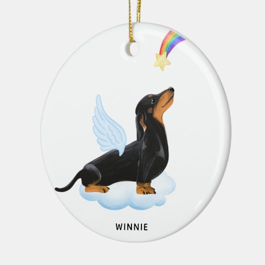 Dackel Dog Angel Personalisiertes Haustier Memoria Keramik Ornament (Links)