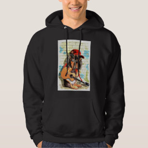 Dackel Dog Art mit Gitarre und Hut Hoodie