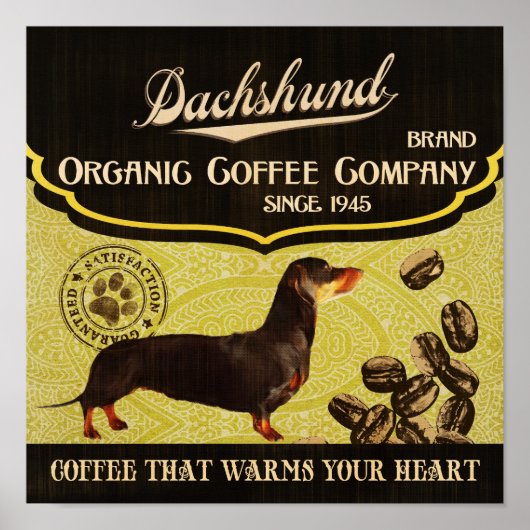 Dackel Dog Art Poster - Bio Kaffeefirma (Vorne)