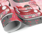 Dackel Dog Autofahren Auto mit Herz Valentin Geschenkpapier (Rolleneckpunkt)