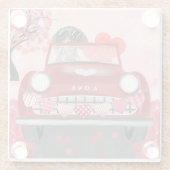 Dackel Dog Autofahren Auto mit Herz Valentin Glasuntersetzer (Rückseite)