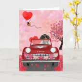 Dackel Dog Autofahren Auto mit Herz Valentin Karte (Gelbe Blume)