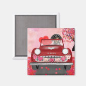 Dackel Dog Autofahren Auto mit Herz Valentin Magnet (Vorderseite/Rückseite)