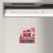 Dackel Dog Autofahren Auto mit Herz Valentin Magnet (In Situ (Geschirrspüler))