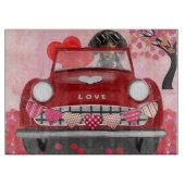 Dackel Dog Autofahren Auto mit Herz Valentin Schneidebrett (Vorderseite)