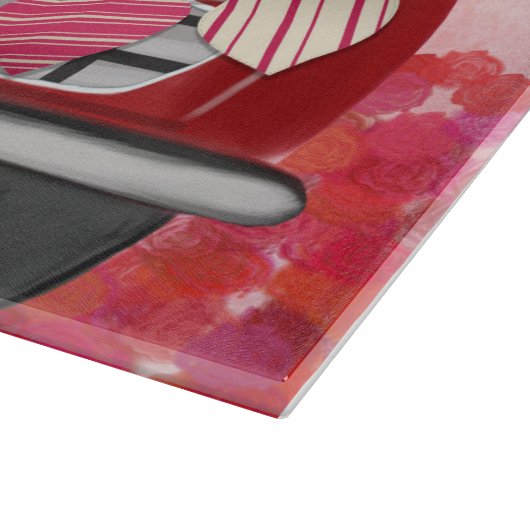 Dackel Dog Autofahren Auto mit Herz Valentin Schneidebrett (Ecke)