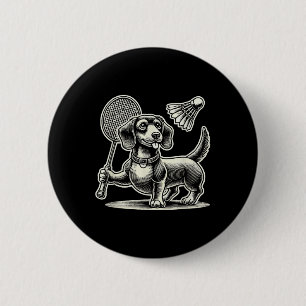 Dackel Dog Badminton Player Shuttle Men Women Button