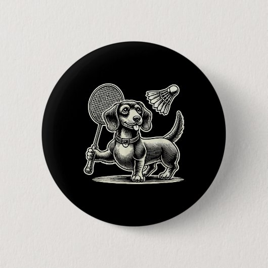 Dackel Dog Badminton Player Shuttle Men Women Button (Vorderseite)