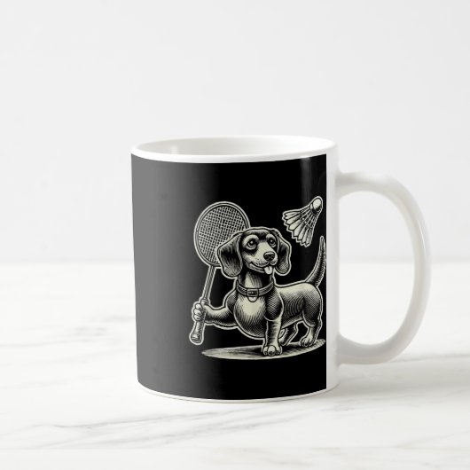 Dackel Dog Badminton Player Shuttle Men Women Kaffeetasse (Rechts)