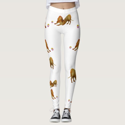 Dackel Dog & Ball Watercolo Leggings (Vorderseite)