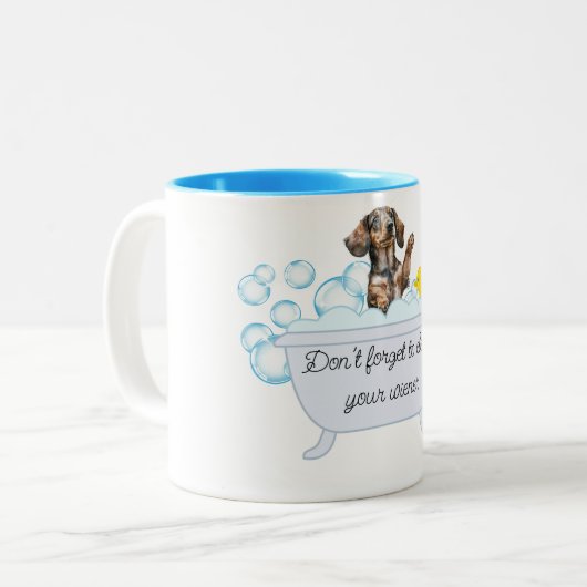 DACKEL DOG BUBBLE BAD KAFFEE TASSE (Vorderseite Links)
