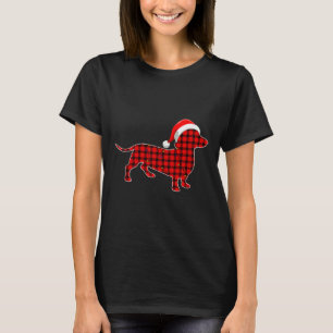 Dackel Dog Buffalo Rotes Kariertes Weihnachtsfest T-Shirt