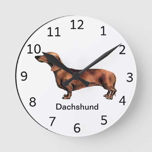 Dackel Dog Clock Runde Wanduhr (Vorderseite)