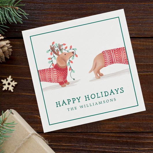 Dackel Dog Cozy Red Knitter Weihnachtssüßer Serviette