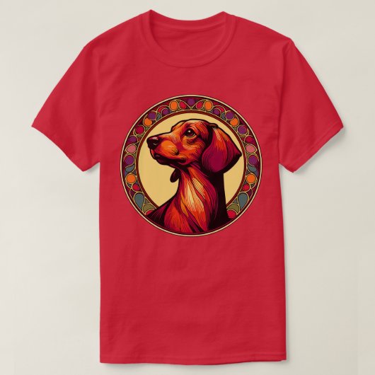 Dackel Dog Design Jugendstil T-Shirt (Design vorne)