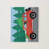 Dackel Dog Driving Car - Weihnachtsbaum oben Puzzle (Vertikal)