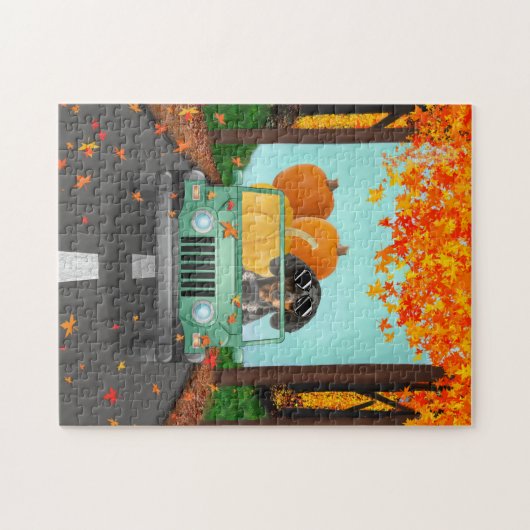 Dackel Dog Fall Pumpkin Puzzle (Horizontal)