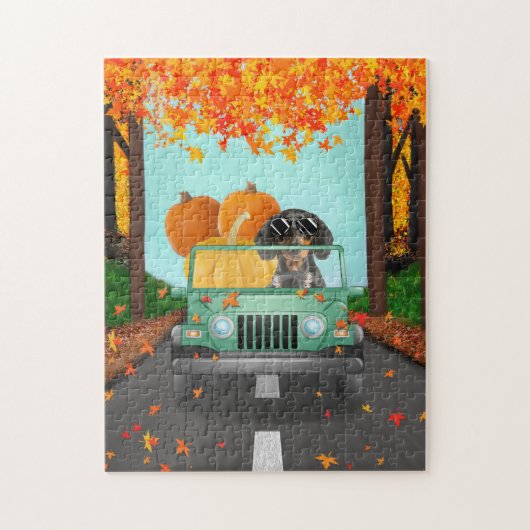 Dackel Dog Fall Pumpkin Puzzle (Vertikal)