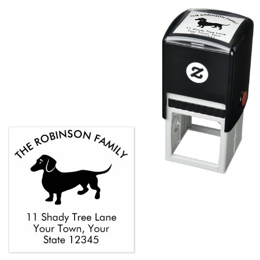 Dackel Dog Family Zuhause-Adresse Permastempel (Beispiel)