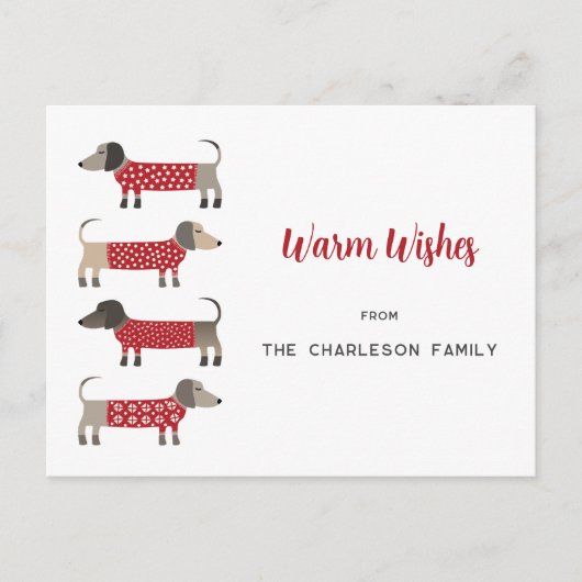 Dackel Dog Fun Feiertagspostkarte (Vorderseite)