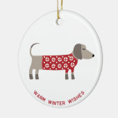 Dackel Dog Fun Keramik Ornament (Links)