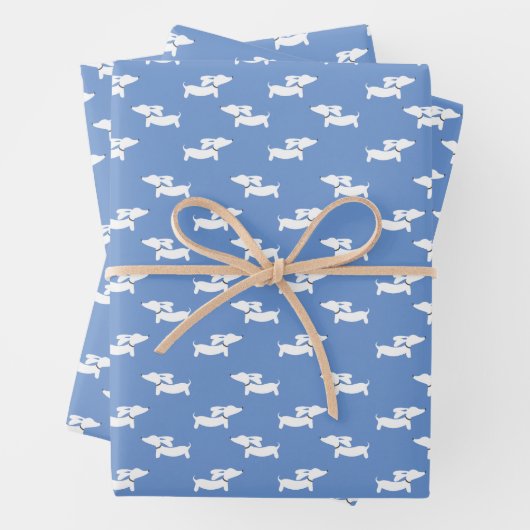 Dackel Dog Geschenke Wrap Sheets Dackel Party Blau Geschenkpapier Set (Beispiel)