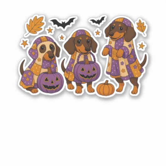 Dackel Dog Ghost Halloween Aufkleber (Vorderseite)