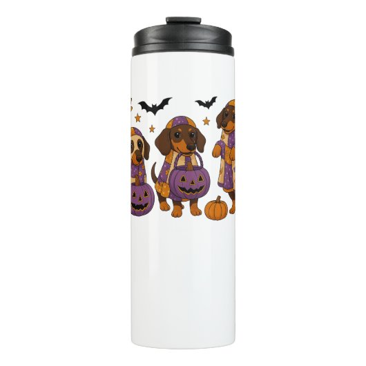 Dackel Dog Ghost Halloween Thermosbecher (Vorderseite)