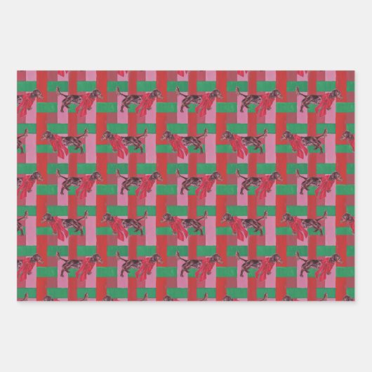 Dackel Dog Holiday Wrapping Paper Geschenkpapier Set (Vorderseite 3)