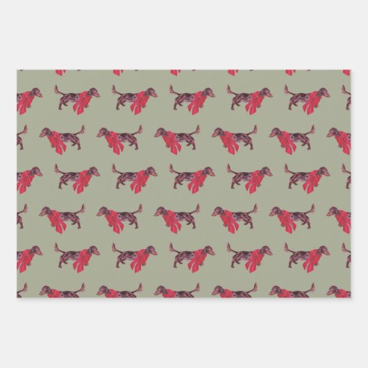 Dackel Dog Holiday Wrapping Paper Geschenkpapier Set (Vorderseite 2)